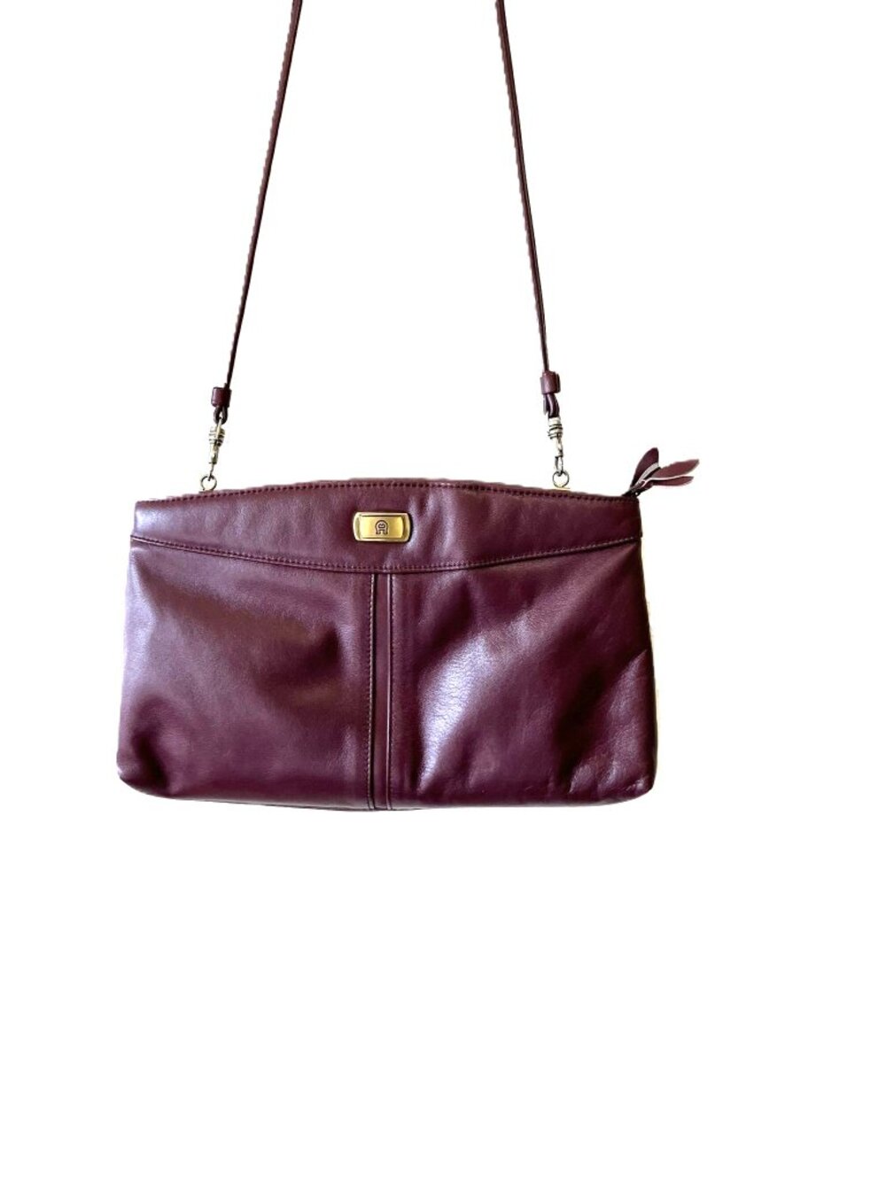 Vintage Etienne Aigner Leather Crossbody Clutch Bag Burgundy Wine Red